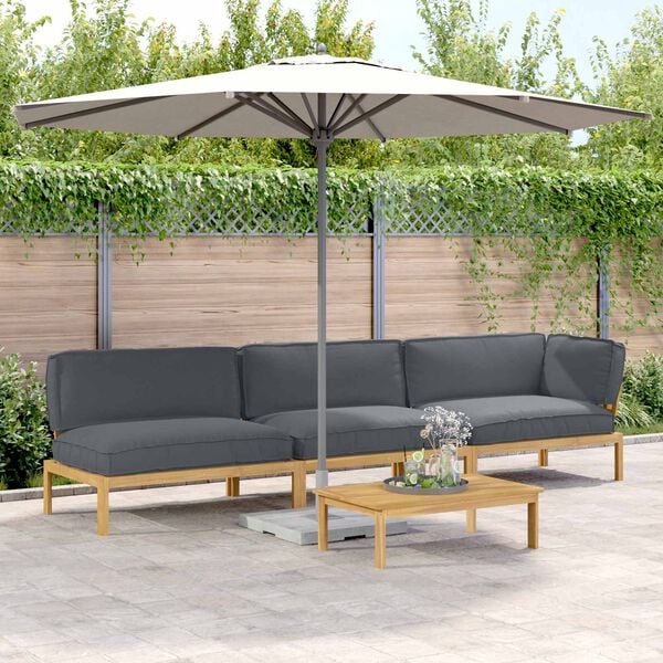 vidaXL Juego de Sof&aacute; con coj&iacute;n 4 pcs Antracita Madera de Acacia S&oacute;lida
