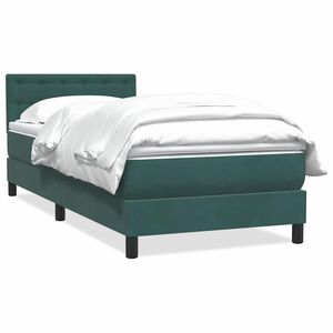 vidaXL Cama box spring con colch&oacute;n terciopelo verde oscuro 80x220 cm