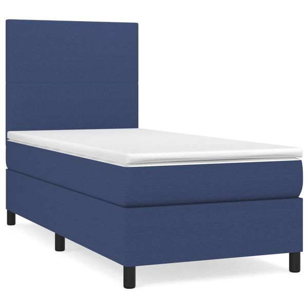 vidaXL Cama box spring con colch&oacute;n tela azul 80x200 cm