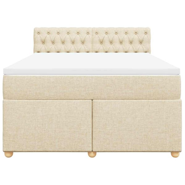 vidaXL Cama box spring con colch&oacute;n tela color crema 140x190 cm