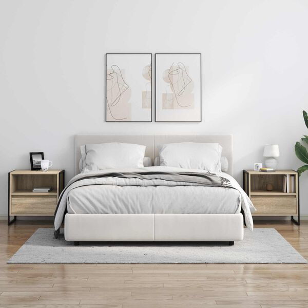 vidaXL Mesa de Noche Sonoma 50 x 39,5 x 50 cm Madera contrachapada