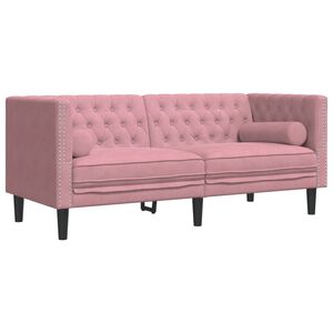 vidaXL Sof&aacute; Chesterfield 2 plazas con cojines terciopelo rosa