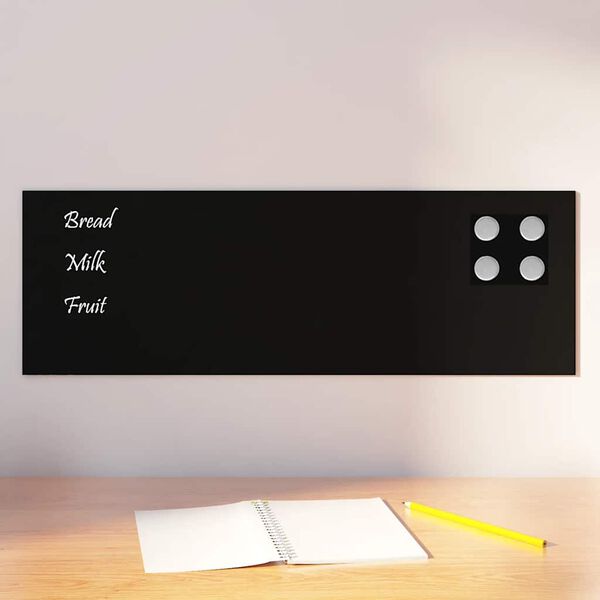 vidaXL Pizarra magn&eacute;tica de pared vidrio templado negro 60x20 cm