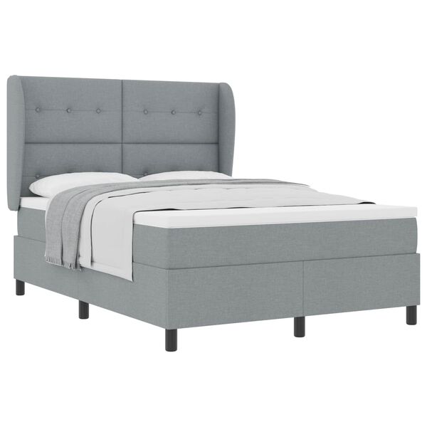 vidaXL Cama tipo Box Spring con colch&oacute;n Gris claro 160 x 200 cm tela