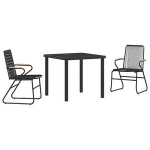 vidaXL Conjunto de Comedor de Jardín 3 pcs Negro