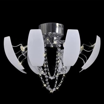 Lámpara de araña, candelabro con cristales y luces LED, 52 cm