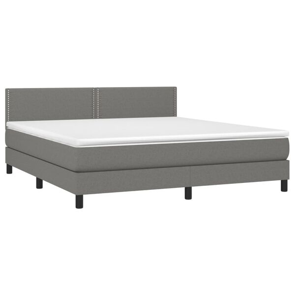 vidaXL Cama box spring con colch&oacute;n tela gris oscuro 160x200 cm