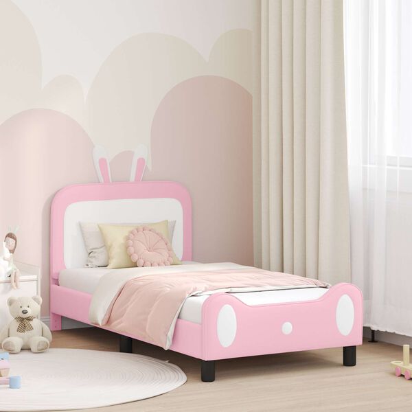 vidaXL Cama para niños con cabecero con cabecera Rosa 80 x 160 cm PU