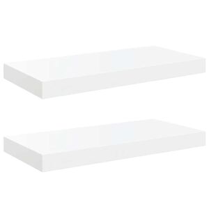 vidaXL Estante flotante de pared 2 uds MDF blanco brillo 50x23x3,8 cm