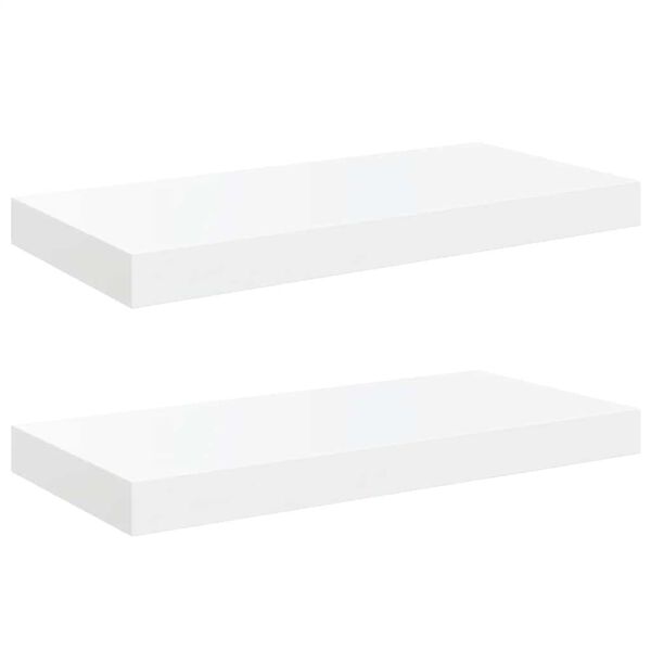 vidaXL Estante flotante de pared 2 uds MDF blanco brillo 50x23x3,8 cm