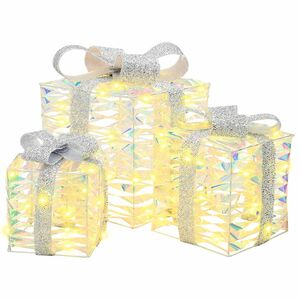 vidaXL Caja de regalo de Navidad 3 uds. 150 LED PET