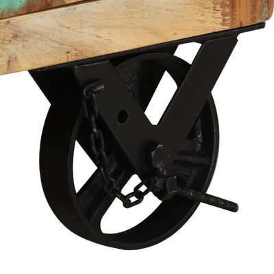 vidaXL Mesita de noche con ruedas madera maciza reciclada 40x30x57 cm