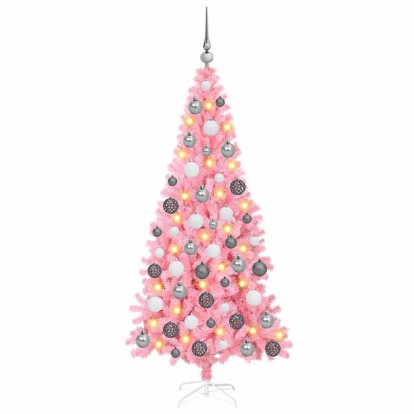 vidaXL &Aacute;rbol de Navidad con 300 LED con soporte Rosa 180 cm PVC