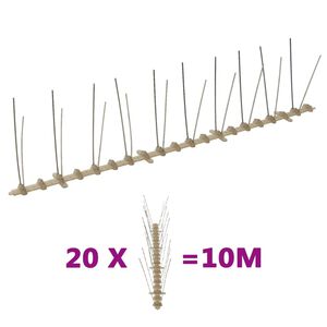 vidaXL Set de 2 hileras de pinchos contra p&aacute;jaros y palomas 20 uds 10m