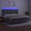 vidaXL Cama box spring colch&oacute;n y LED terciopelo gris claro 200x200 cm