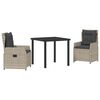 vidaXL Conjunto de Comedor de Jard&iacute;n 3 uds. Gris Claro rat&aacute;n sint&eacute;tico
