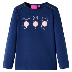 Camiseta infantil de manga larga azul marino 116