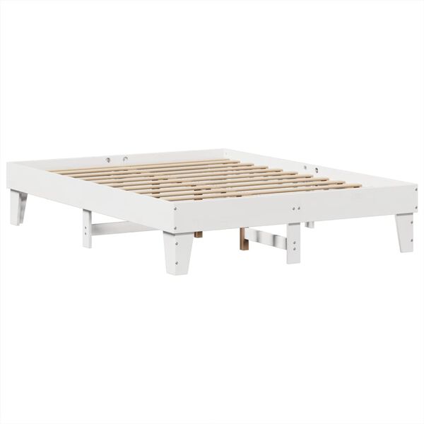vidaXL Estructura de cama sin colch&oacute;n madera de pino blanca 150x200 cm