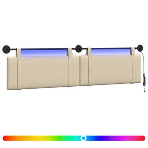 vidaXL Cabecero colgante Con luz LED Crema Tela