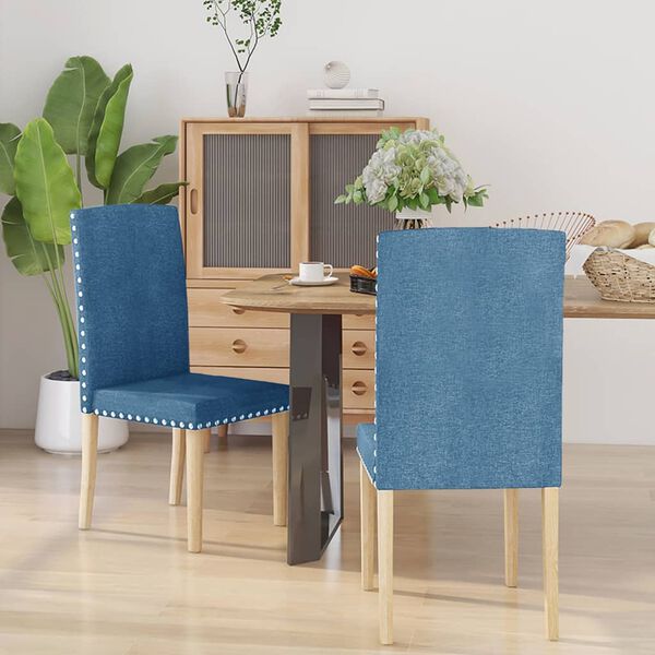 vidaXL Sillas de comedor 2 unidades tela azul
