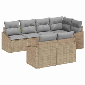 vidaXL Conjunto de sof&aacute;s de jard&iacute;n con coj&iacute;n 7 pcs Beige y Gris Claro