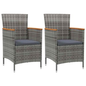 vidaXL Sillas de comedor de jard&iacute;n 2 unidades rat&aacute;n sint&eacute;tico gris