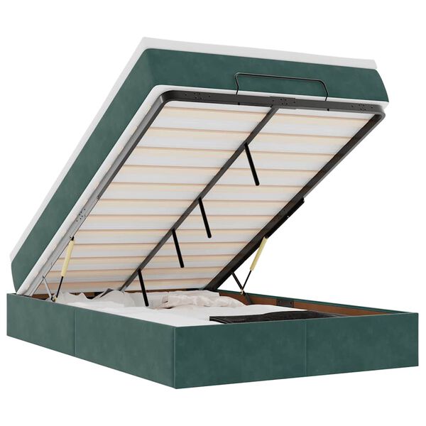 vidaXL Cama otomana con colch&oacute;n 120x190 cm terciopelo verde oscuro