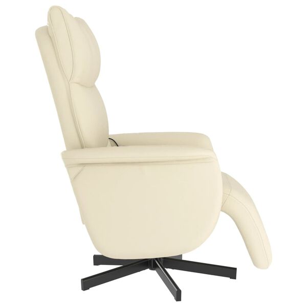 vidaXL Sill&oacute;n reclinable masaje con reposapi&eacute;s cuero sint&eacute;tico crema