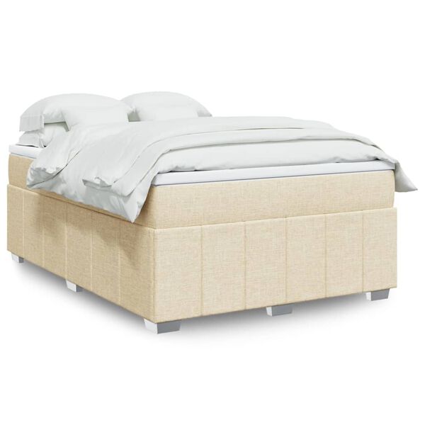 vidaXL Cama box spring con colch&oacute;n tela color crema 160x200 cm