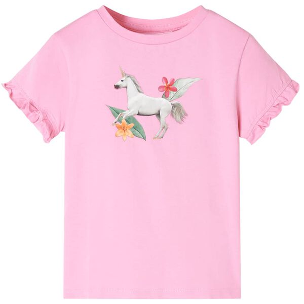 Camiseta infantil de manga corta rosa brillante 140