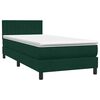 vidaXL Cama box spring con colch&oacute;n y LED terciopelo verde oscuro 90x220 cm
