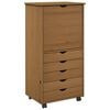 vidaXL Gabinete rodante 53 x 39 x 103 cm Madera de Pino Macizo