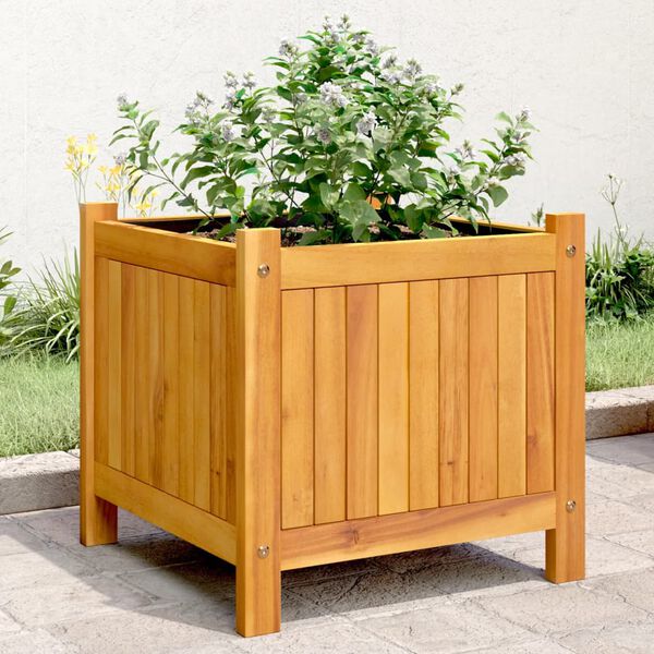 vidaXL Jardinera con forro madera maciza de acacia 42x42x40 cm