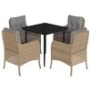 vidaXL Set comedor de jard&iacute;n 5 pzas con cojines rat&aacute;n sint&eacute;tico beige
