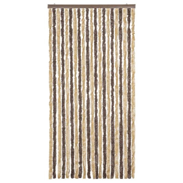vidaXL Cortina antimoscas chenilla marr&oacute;n oscuro y beige 90x220 cm