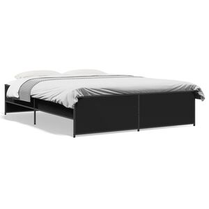 vidaXL Estructura de cama madera de ingenier&iacute;a y metal negro 160x200cm