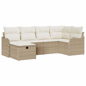 vidaXL Conjunto de sof&aacute; de jard&iacute;n 6 uds. 6 plaza Beige y Crema