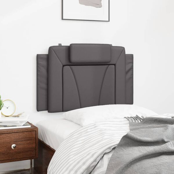 vidaXL Cabecero de cama acolchado Viana cuero sint&eacute;tico gris 90 cm