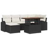 vidaXL Conjunto de sof&aacute; de jard&iacute;n 7 uds. Negro y crema