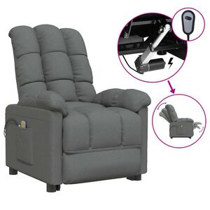 vidaXL Sill&oacute;n de masaje el&eacute;ctrico tela gris oscuro