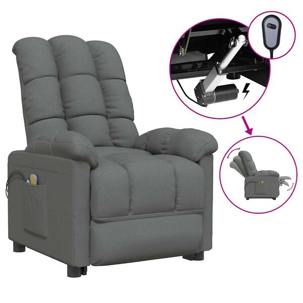 vidaXL Sillón de masaje eléctrico tela gris oscuro