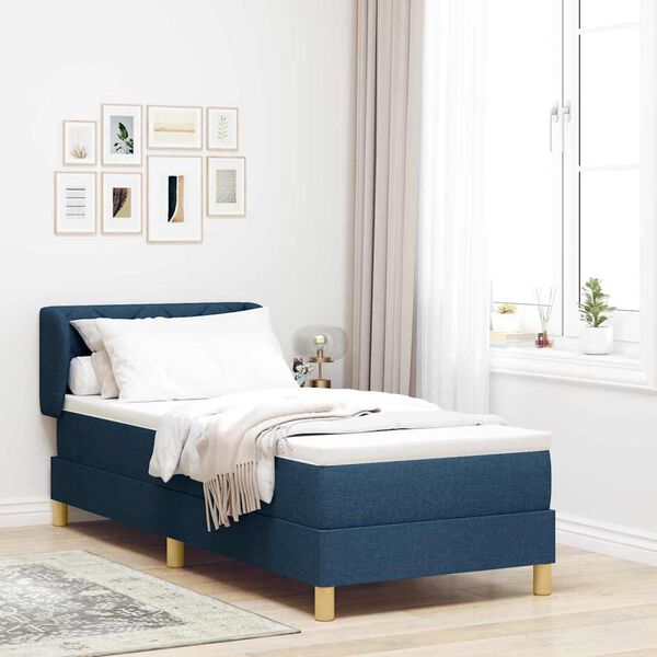 vidaXL Cama tipo Box Spring con colch&oacute;n Azul 80 x 200 cm tela