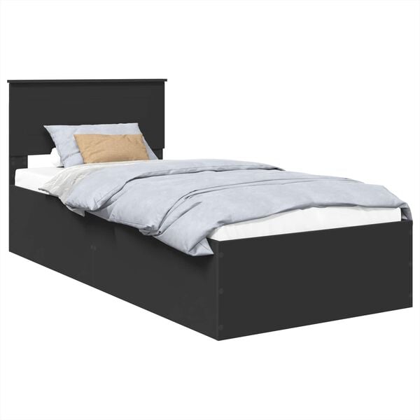 vidaXL Estructura de cama Negro 75 x 190 cm Madera de ingenier&iacute;a