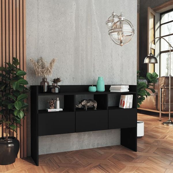 vidaXL Aparador de madera contrachapada negro 105x30x70 cm