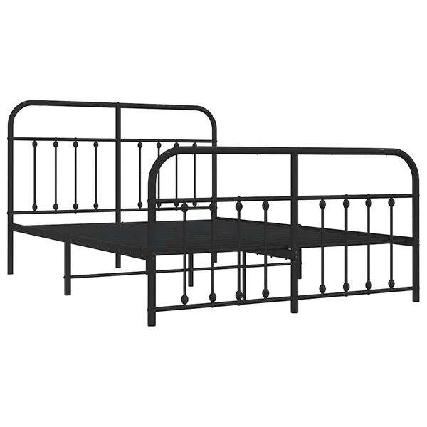 vidaXL Estructura cama sin colchón con estribo metal negro 135x190 cm