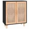 vidaXL Aparador negro madera pino maciza y rat&aacute;n natural 60x30x70 cm