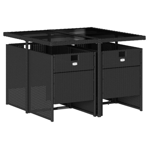 vidaXL Set de muebles jard&iacute;n 5 pzas con cojines rat&aacute;n sint&eacute;tico negro