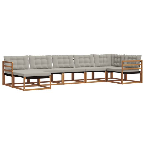 vidaXL Conjunto de sof&aacute;s de exterior 7 pcs Gris Natural y Claro