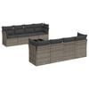 vidaXL Set de muebles de jard&iacute;n 9 pzas y cojines rat&aacute;n sint&eacute;tico gris
