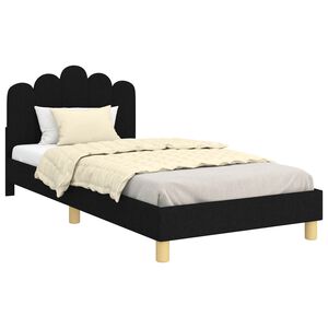 vidaXL Cama para ni&ntilde;os con cabecero Negro 80 x 200 cm tela
